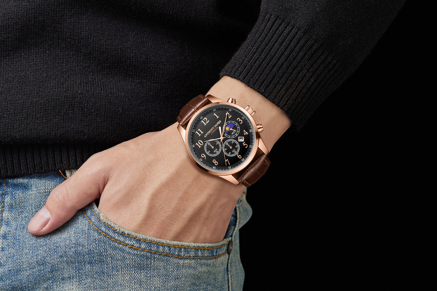 Moonphase Chronograph Rose Black