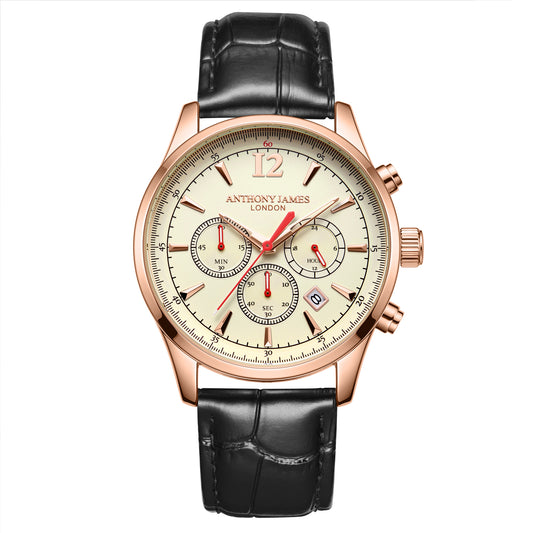 Hand Assembled Anthony James Classic Chronograph Rose White