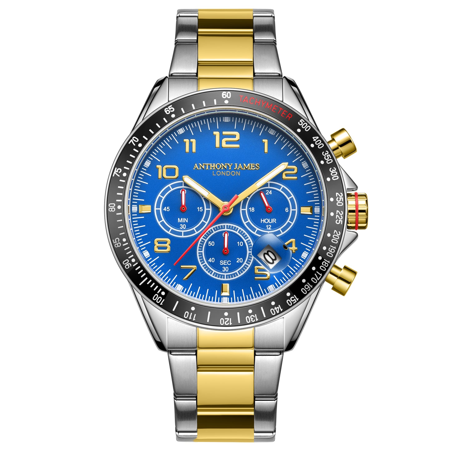 Hand Assembled Anthony James  Tachymeter Chrono Two Tone Blue