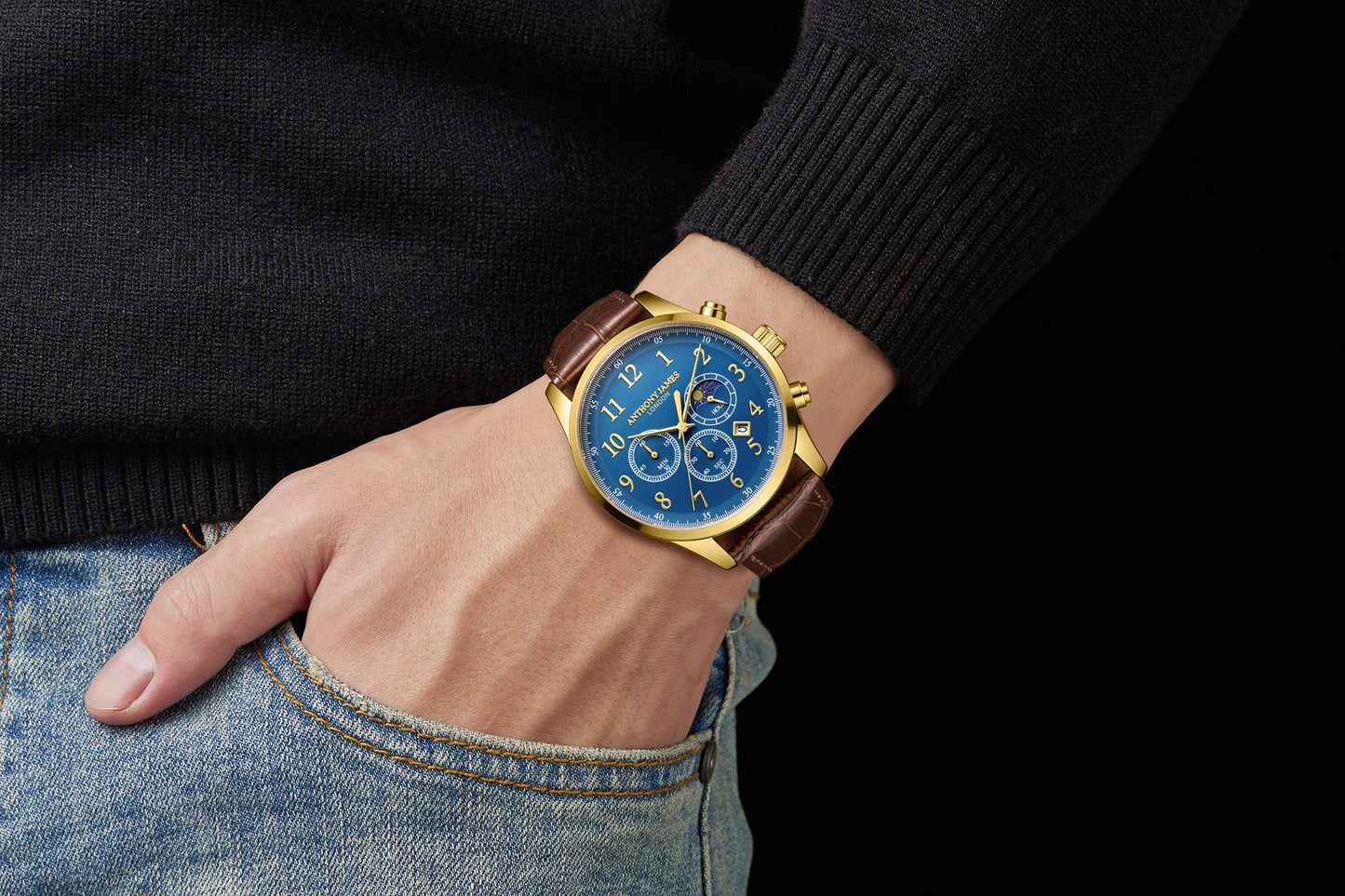 Moonphase Chronograph Gold Blue