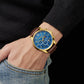 Hand Assembled Anthony James  Moonphase Chronograph Gold Blue