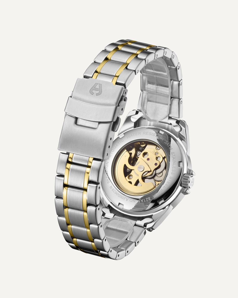 Skeleton Automatic Two Tone Gold & Steel Mens Watch