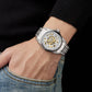 Skeleton Automatic Steel & White Mens Watch