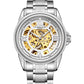 Skeleton Automatic Steel & White Mens Watch