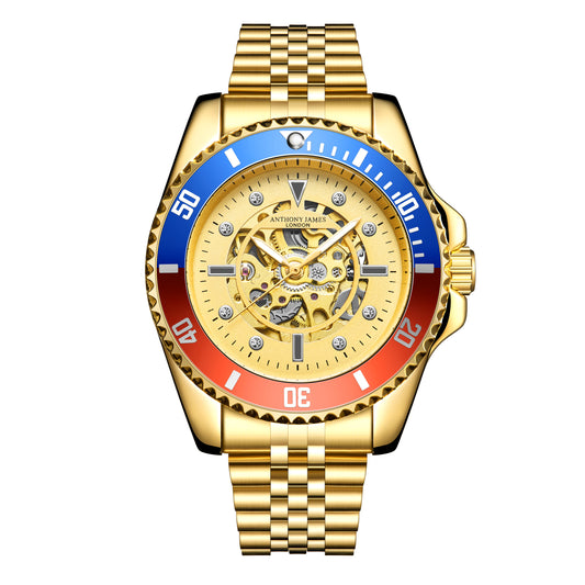 Hand Assembled Anthony James Limited Edition Skeleton Sports Automatic Gold (6651133198400)