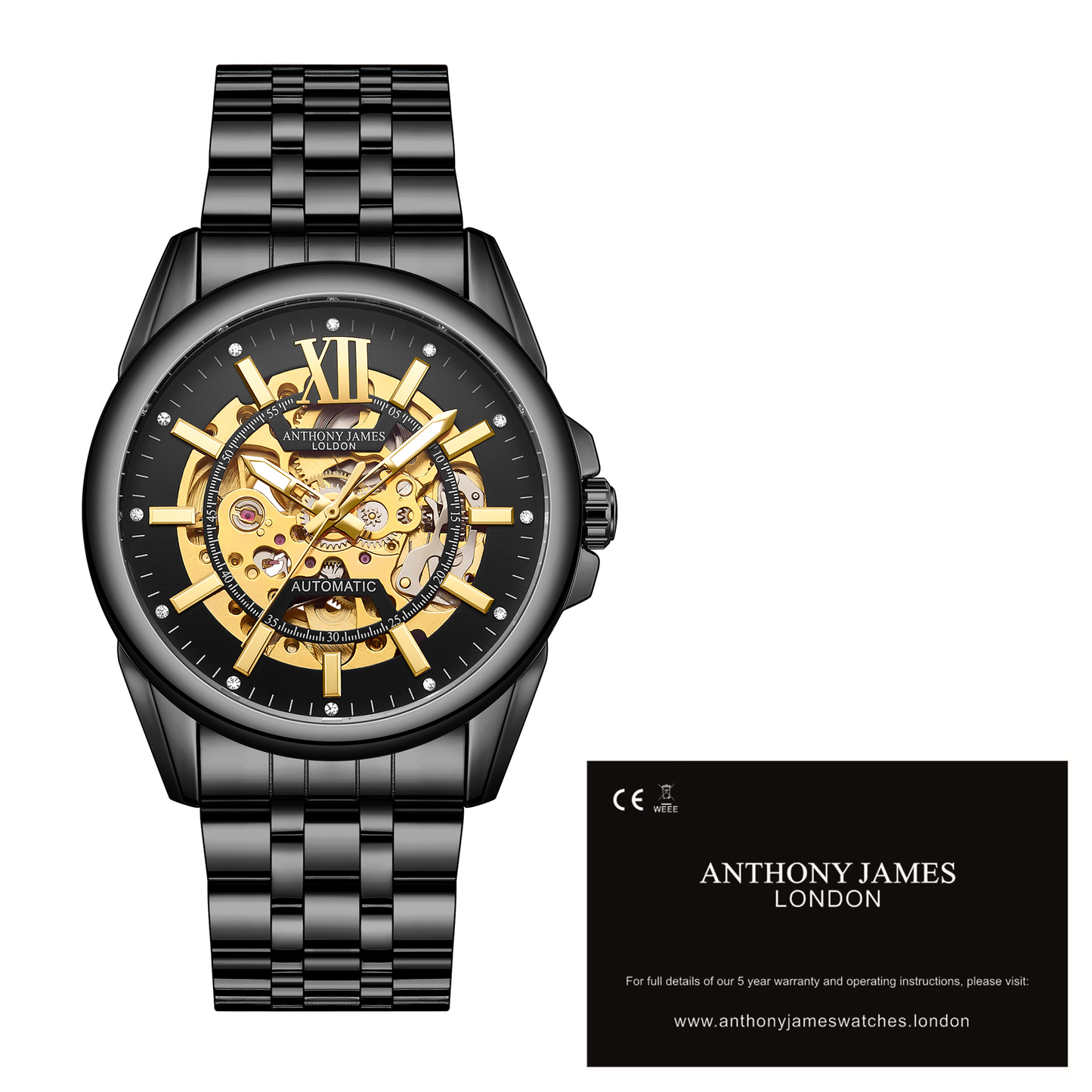 Hand Assembled Anthony James Limited Edition Mystique Automatic Black