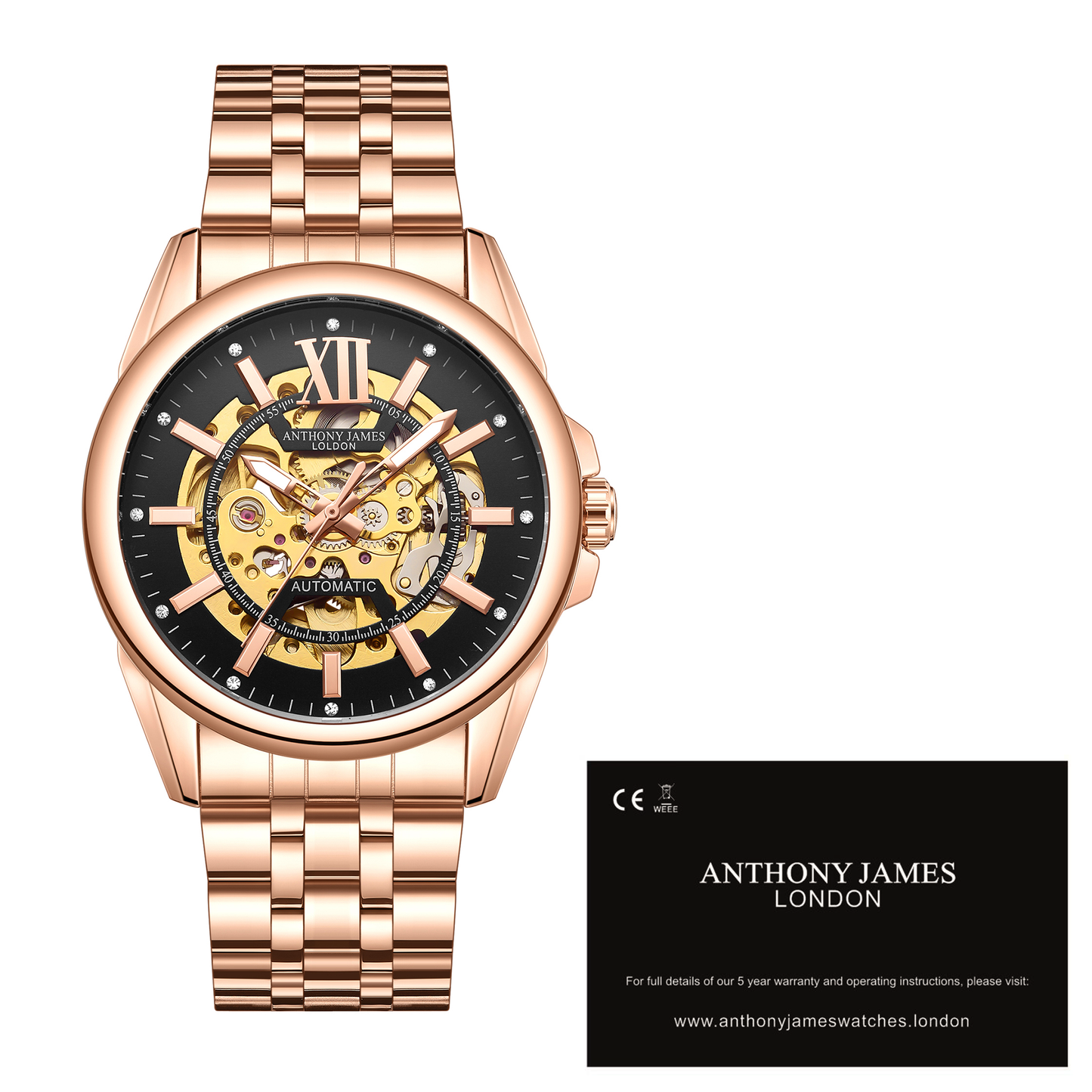 Hand Assembled Anthony James Limited Edition Mystique Automatic Rose